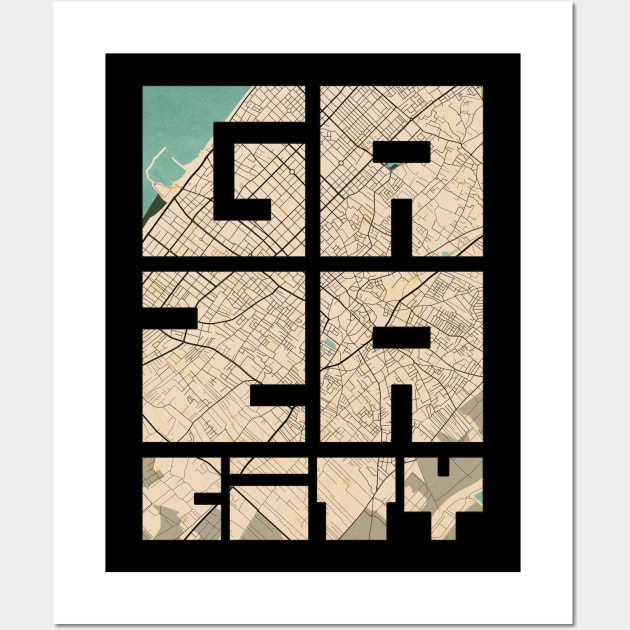 Gaza, Palestine City Map Typography - Vintage Wall Art by deMAP Studio